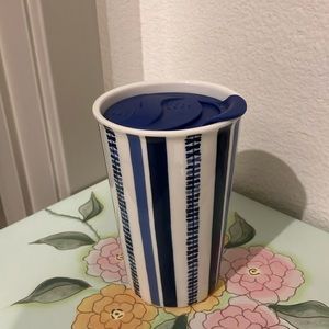 Threshold Blue and White Striped Porcelain Travel Coffee/Tea Holder